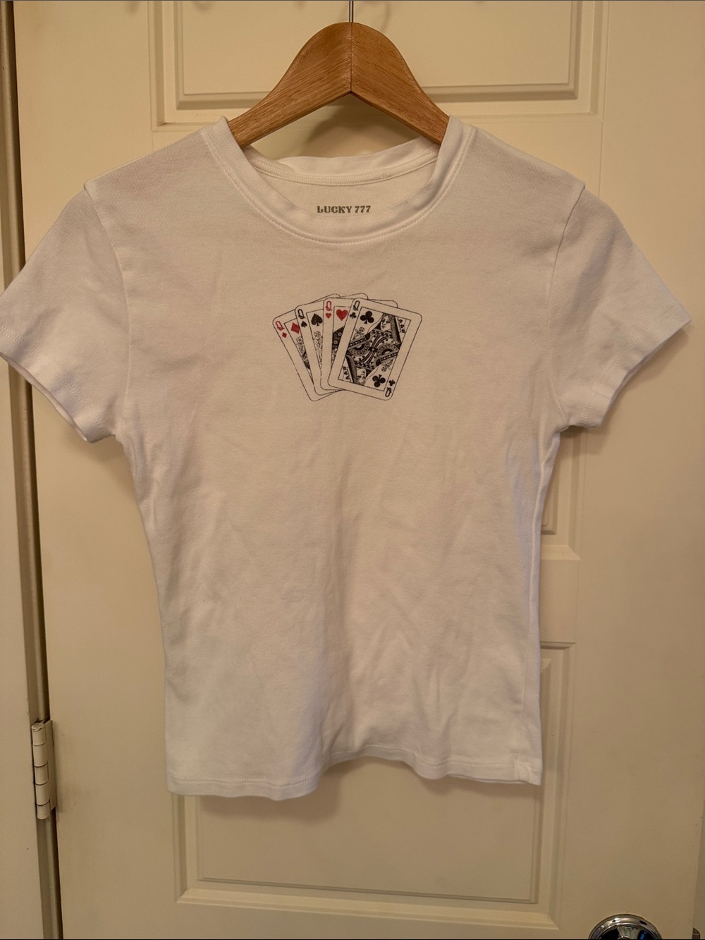 Queen of Cards 🃏 Lucky 777 BABYDOLL Cotton Tee Small